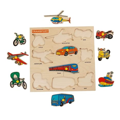 Dreamzberry Wooden Multicolor Transport Puzzle Game with Knobs for Kids Educational Toy for Pre-School