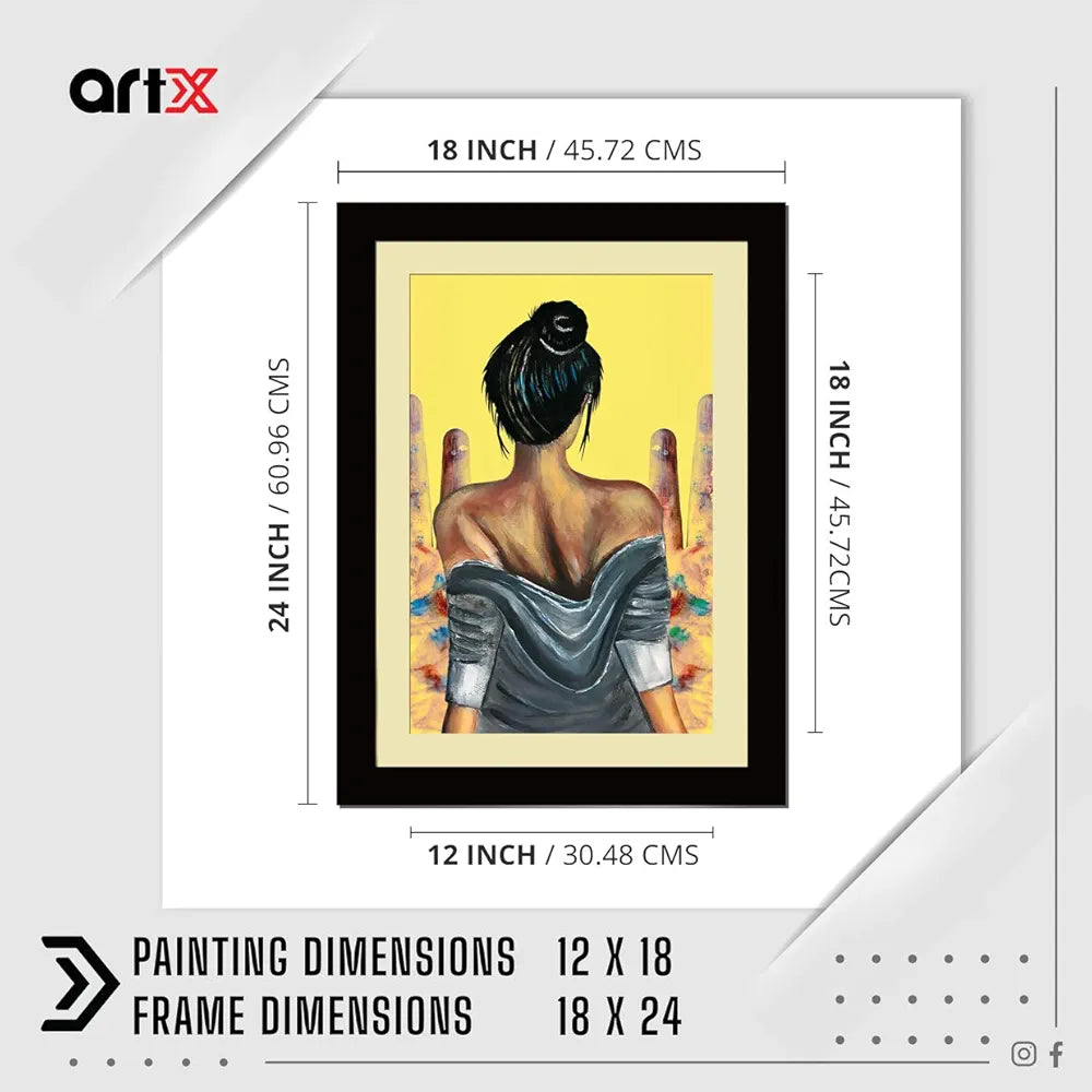 ArtX Paper Premium Abstract Girl Wall Art Painting Multicolor Abstract