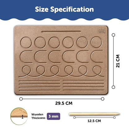 Mini Leaves Wooden Pattern Tracing Board | Beginner tracing Board for Kids 2+ Years | Hand Writing Practice Board 4 Patterns