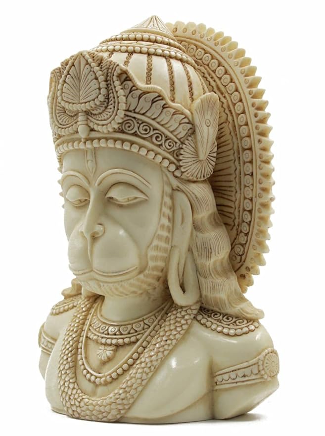 Indicast Resin 8" Inch Lord Hanumanji Head Antique Fine Bajrangbali Idol Gift Article Decorative Showpiece Handcrafted Balaji Murti