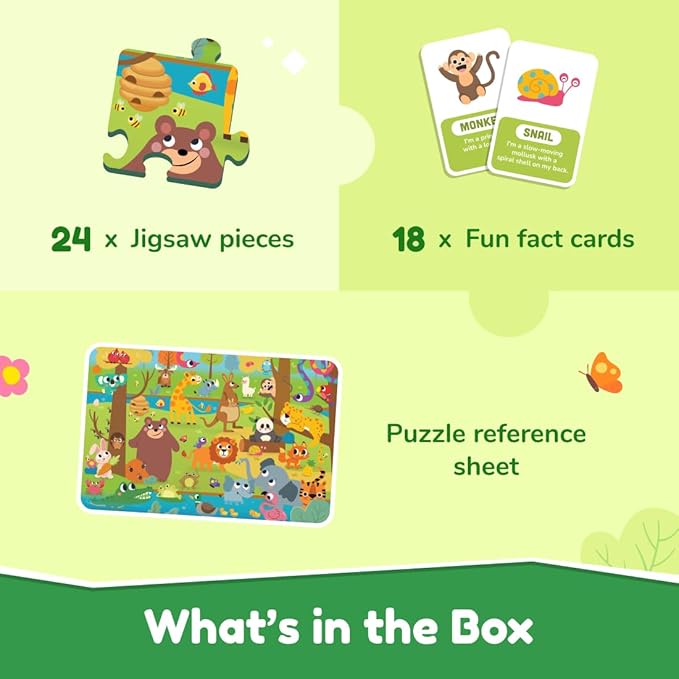 Bloomingo Search and Find Puzzle Kit | Jaunty Jungle - Discover Hidden Jungle Animals | Discovery Cards & Solution Sheet