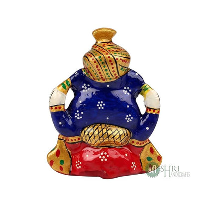 Shri Handicrafts Metal Meenakari Painting Lord Ganesha Car Dashboard Idol Small Ganpati Statue for Puja Temple Office Gifts