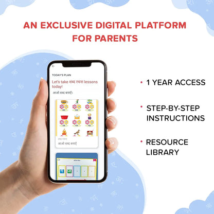 ClassMonitor Hindi Language Learning Kit with Mobile App, 850+ Hindi Vocabulary Words, 100+ Swar, Vyanjan & Matra Tiles, 52 Flash Cards, 24 Conversion Cards, Puzzle for 2-6 Years Kids
