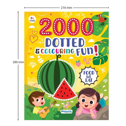 2000 Dotted Colouring Fun I Food We Eat Colouring Sticker Book for Kids Age 4+ I Packed with 2000 Stickers I 16 Pages + 4 Sticker Sheets I Fun Preschool Activity Book by Majestic Book Club