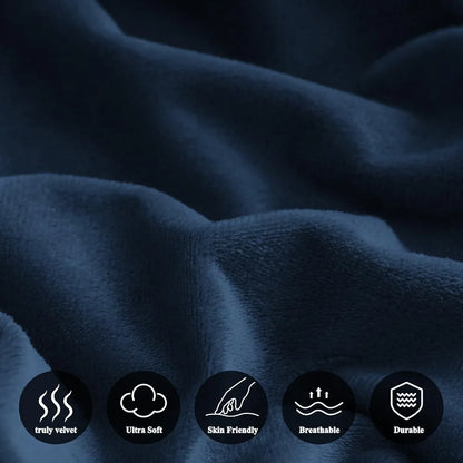 Cloth Fusion 200 TC Warm Winter Elastic Fitted Bedsheet for Double Bed King Size with 2 Pillow Covers Navy