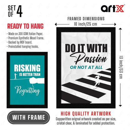 ArtX Paper Dreams Plans Motivational Framed Posters Set of 4