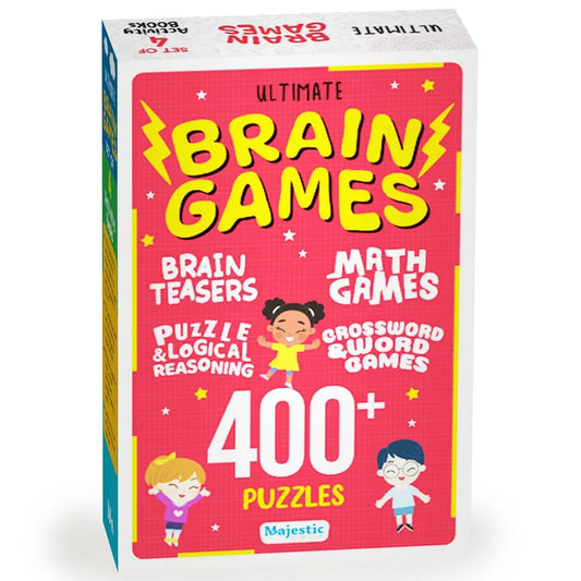 400+ Brain Boosting Activity Book for 6+ Years Old Kids | Set of 4 book - 400+ activities with Maths Games, Brain Teasers, Puzzle & Logical Reasoning, Crosswords & Word Games | The Book Tree Books