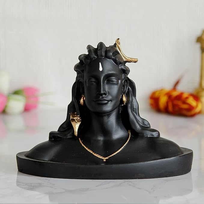 Ecraftindia Black Adiyogi Lord Shiva Handcrafted Polyresin Figurine