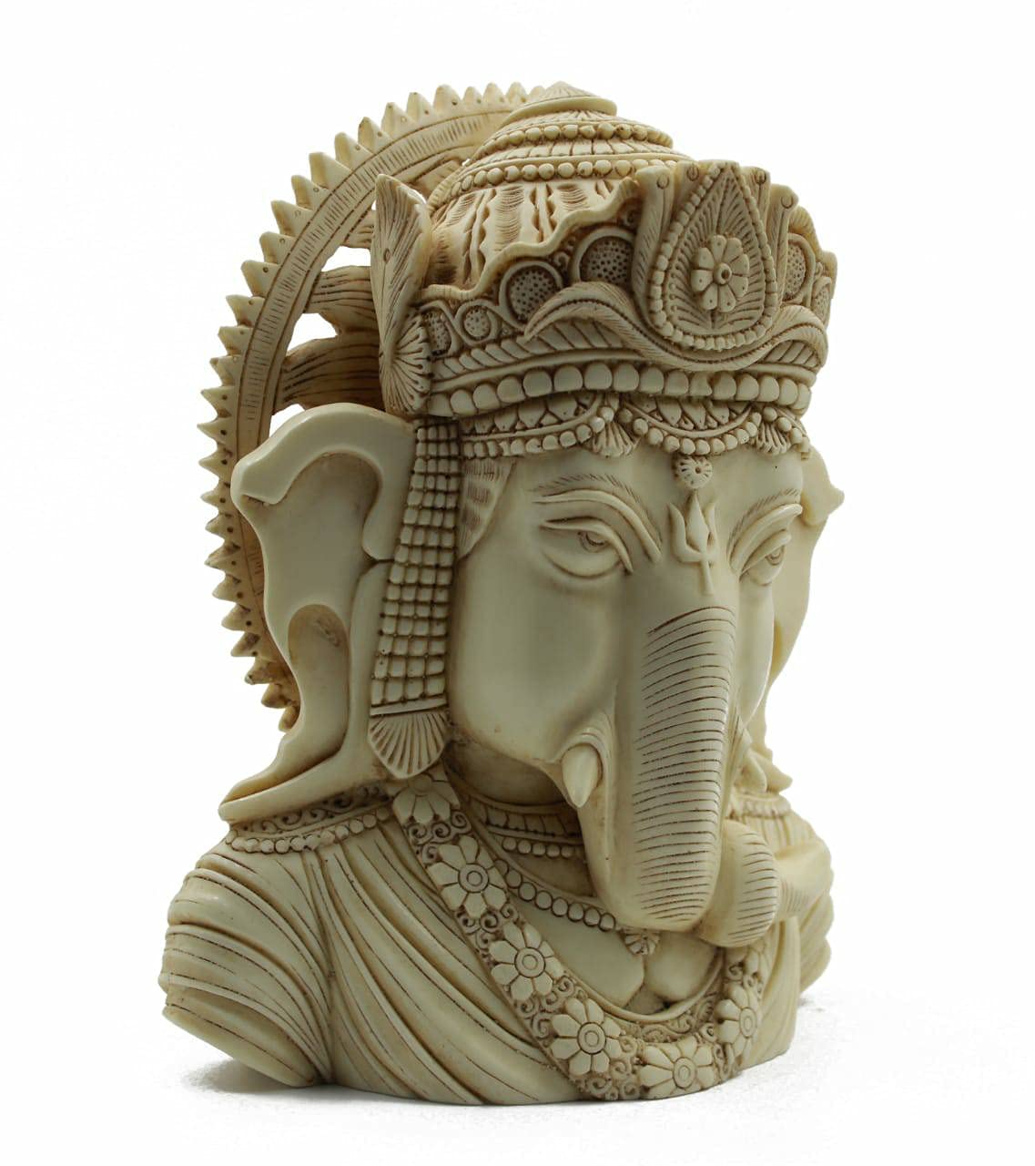 Indicast Resin 8" Inch Lord Ganesha Carving Antique Painting Hindu God Ganesh Ganpati Idol Figurine for Home Office House Warming Statue Murti