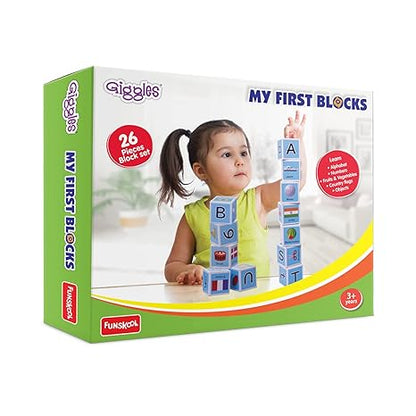 Funskool Giggles My First Block Learning Acitvity Motor Skills Learn Letters and Numbers Fruits & Vegetables Country Flags