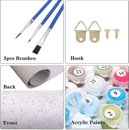 TULIP N TURTLE "Picture Perfect DIY Acrylic Paint by Number Kit for Adults Beginner Canvas Painting by Number Acrylic Painting. Wall Decoration DIY Painting Kit for Adults