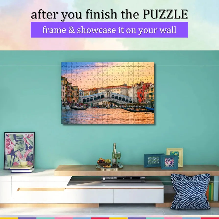 Playhills Sunset at Rialto Bridge,Venice 252 pcs Jigsaw Puzzle for Kids and Adults | Focus and Mind Relaxation Puzzles - Ideal Gift for Children