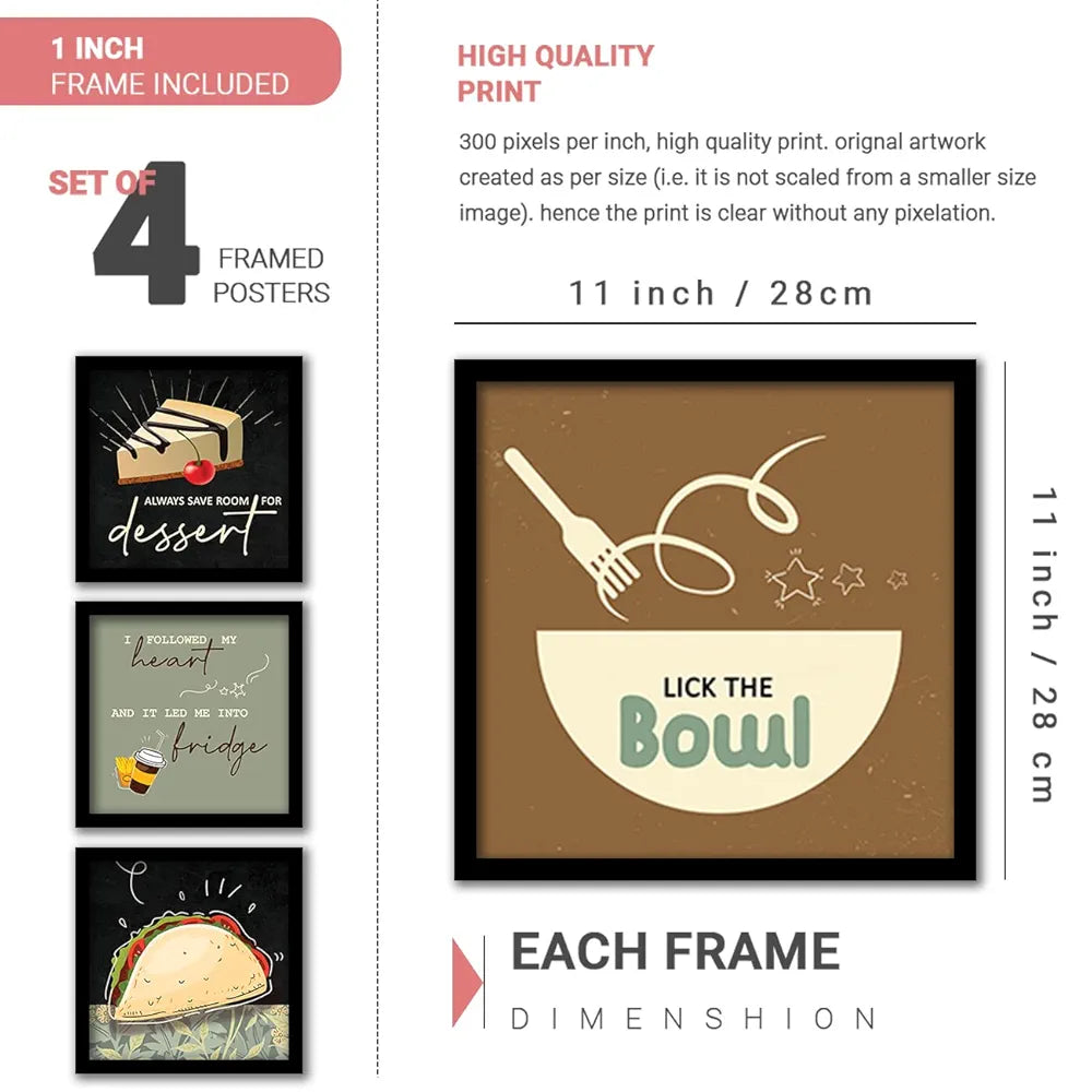 Kotart Always Hungry Restaurant Quotes Wall Posters With Frame Set of 8