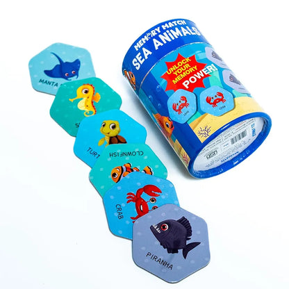 THE BOOK TREE Memory Match Game: Sea Animals – 24 Durable Cards, 12 Ocean-Themed Pairs, Brain-Boosting Educational Game for Kids, Toddlers, and Families