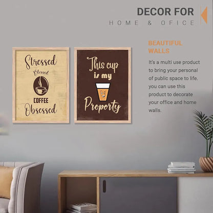 kotart Tea/Coffee Quotes Posters with Frame for Kitchen Restaurant Cafe Wall Decoration Coffee Quotes Posters Pack of 2
