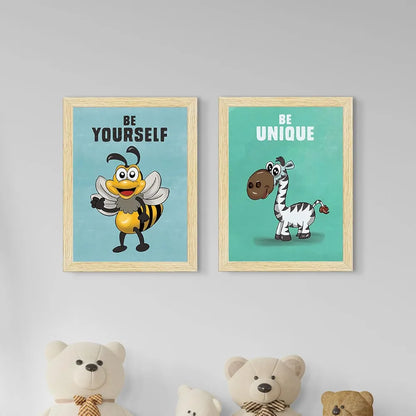 ArtX Wall Motivational Paintings Cute Animals Art Set Of 4