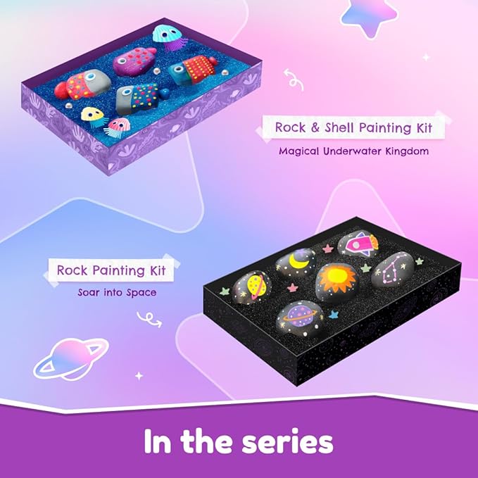 Bloomingo Art & Craft Kit - Rock Painting Kit Magical Underwater Kingdom | Fun Diy Rock Painting Kit for Kids