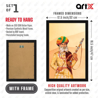 ArtX Paper Village Man AXI00275-VIL Framed Wall Art Painting