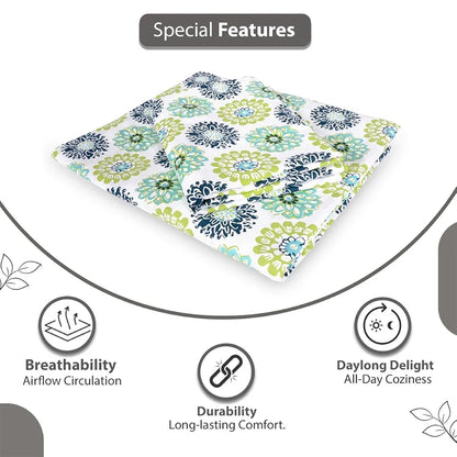 Divine Casa 100% Cotton Bedsheet for Single Bed, 144 TC Bedsheet Single Size Bed Cotton with 1 Pillow Cover Colour Green Blue