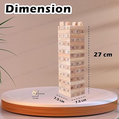 FunBlast Wooden Stacking Toy for Kids Toy Blocks & Tumbling Tower with Dice Games for Learning Toy