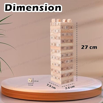 FunBlast Wooden Stacking Toy for Kids Toy Blocks & Tumbling Tower with Dice Games for Learning Toy