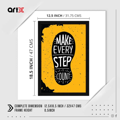 ArtX Paper Motivational Quote Make Every Step Count Wall Frame Art Painting