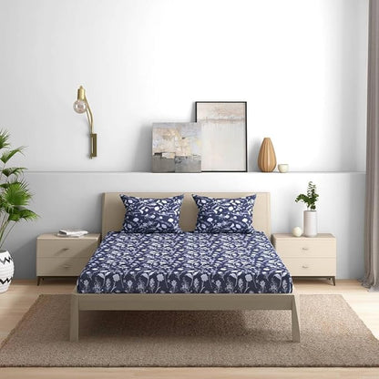 Wakefit Bedsheet For King Size Bedsheet King Size Bed Cotton 2 Pillow Cover Elastic Fitted Sheet Evelyn Multicolor