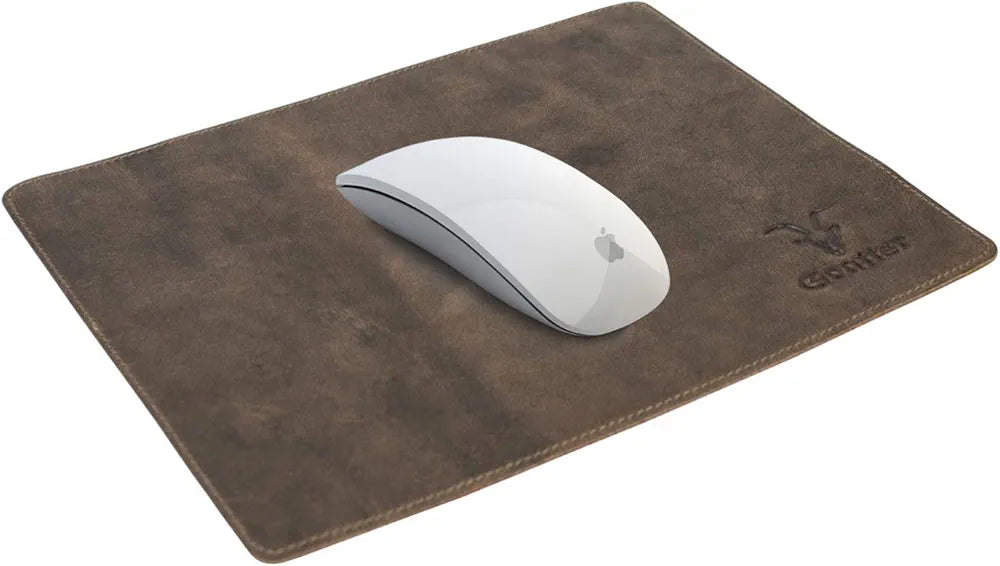 Goatter Hunter Leather Mouse Pad, Dark Brown,Standard Size