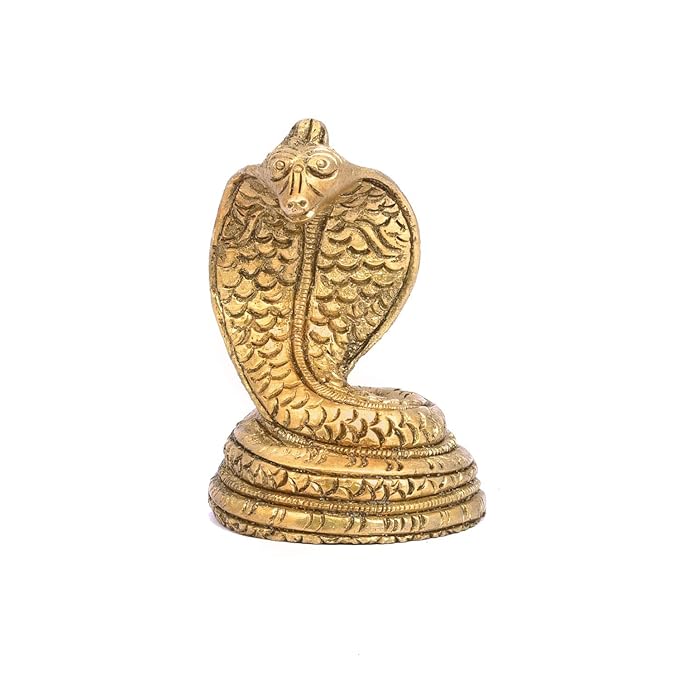 The Advitya Brass Snake Statue for Shivling | Snake Idol Showpiece for Pooja & Decor | 2.5" Inch