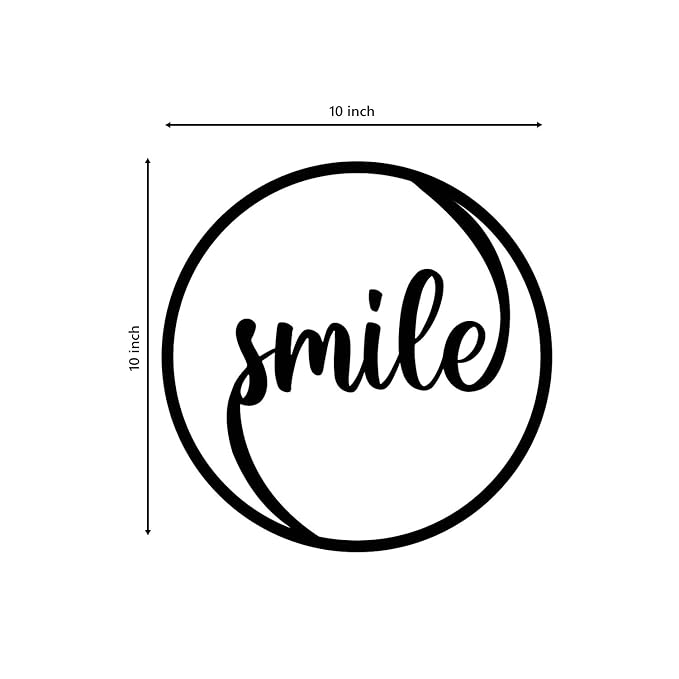 Ecraftindia Smile Black Engineered Wood Cutout Wall Art Decor | Happy, Positive, Cheerful Wall Decor Item