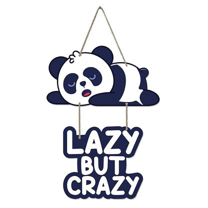 Artvibes Lazy Panda Printed Wooden Wall Hanging With Quotes for Home Decor | Modern Artworks Decoration