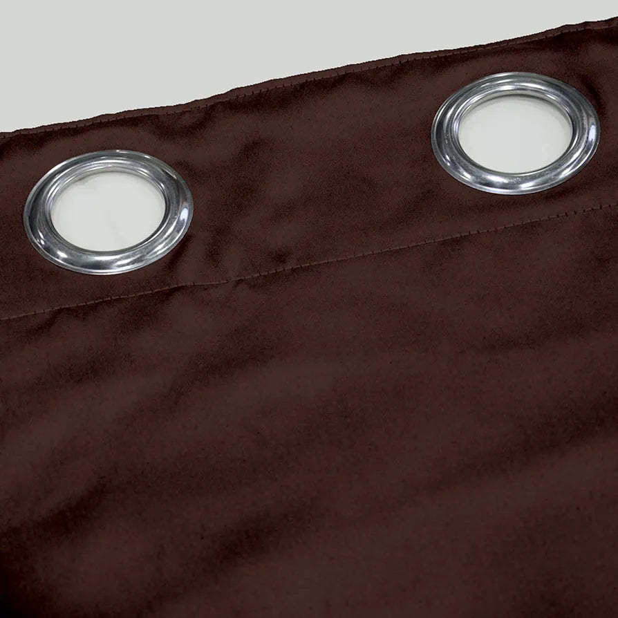 Divine Casa 7 Feet Super Satin Semi Blackout Door Curtains Colour Chocolate Brown Solid Sunlight Blocking Panels (Pack of 2)