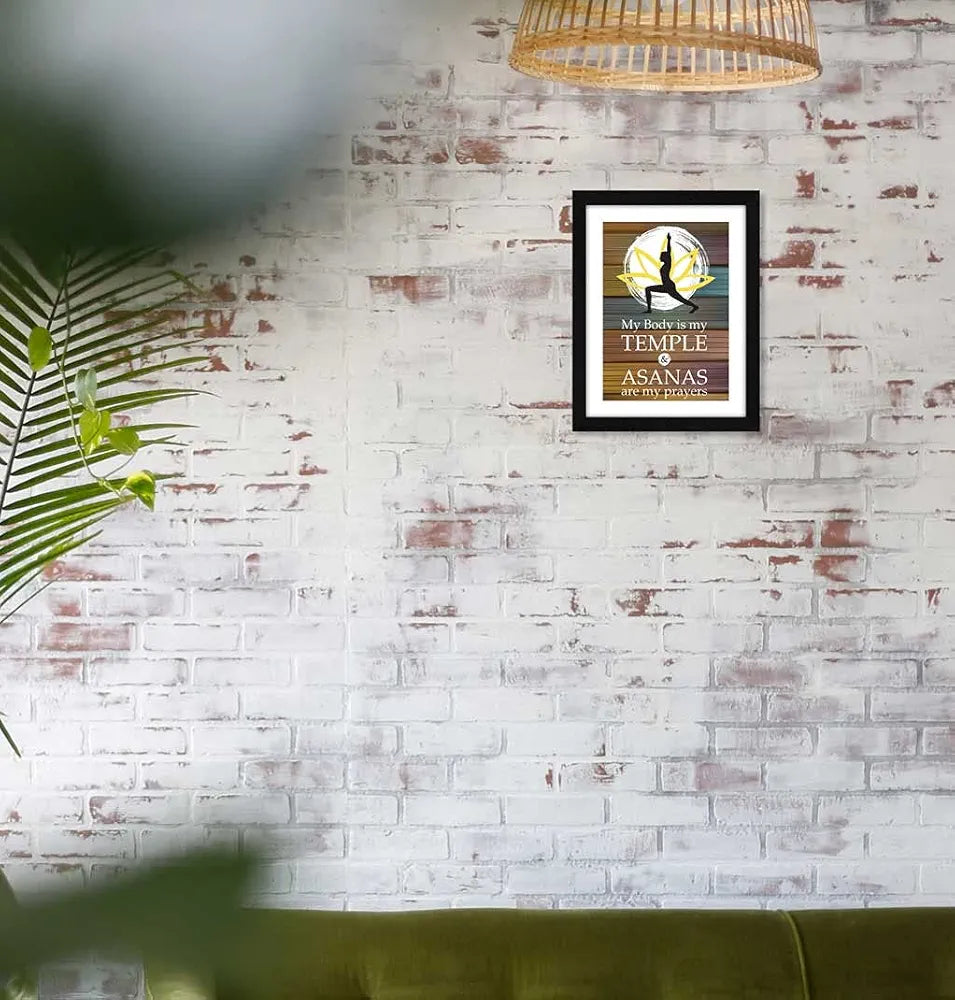 ArtX Paper Yoga Asanas Health Quote Wall Frame Art Painting Multicolor