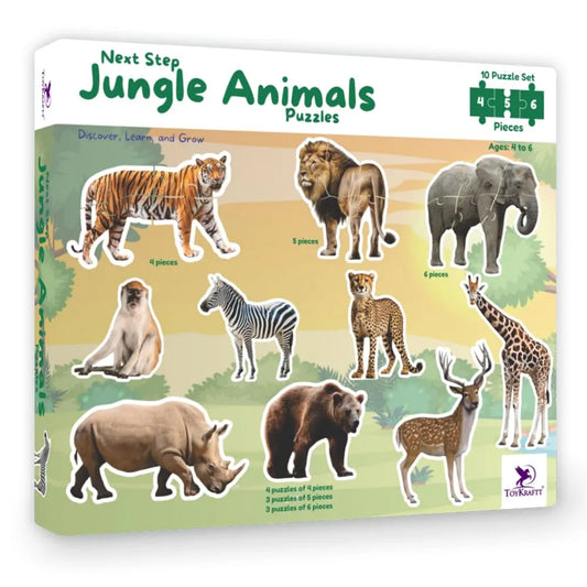 Toykraftt Jungle Animal Puzzles for Kids Aged 3 to 5 Year Olds| 4, 5, & 6 Piece Puzzles for Toddlers