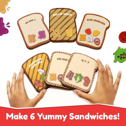 Bloomingo Pretend Play Kit Six Sneaky Sandwiches | Fun Sandwich Making Set for Kids | 100+ Fun Stickers