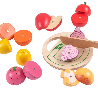 NESTA TOYS - Wooden Vegetable and Fruit Toy Set | Pretend Play Food | Kitchen Set Toy 
