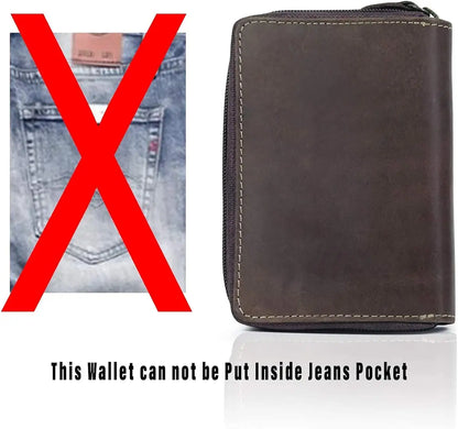 Goatter Men's Hunter Leather RFID Blocking Wallet, Big Size 