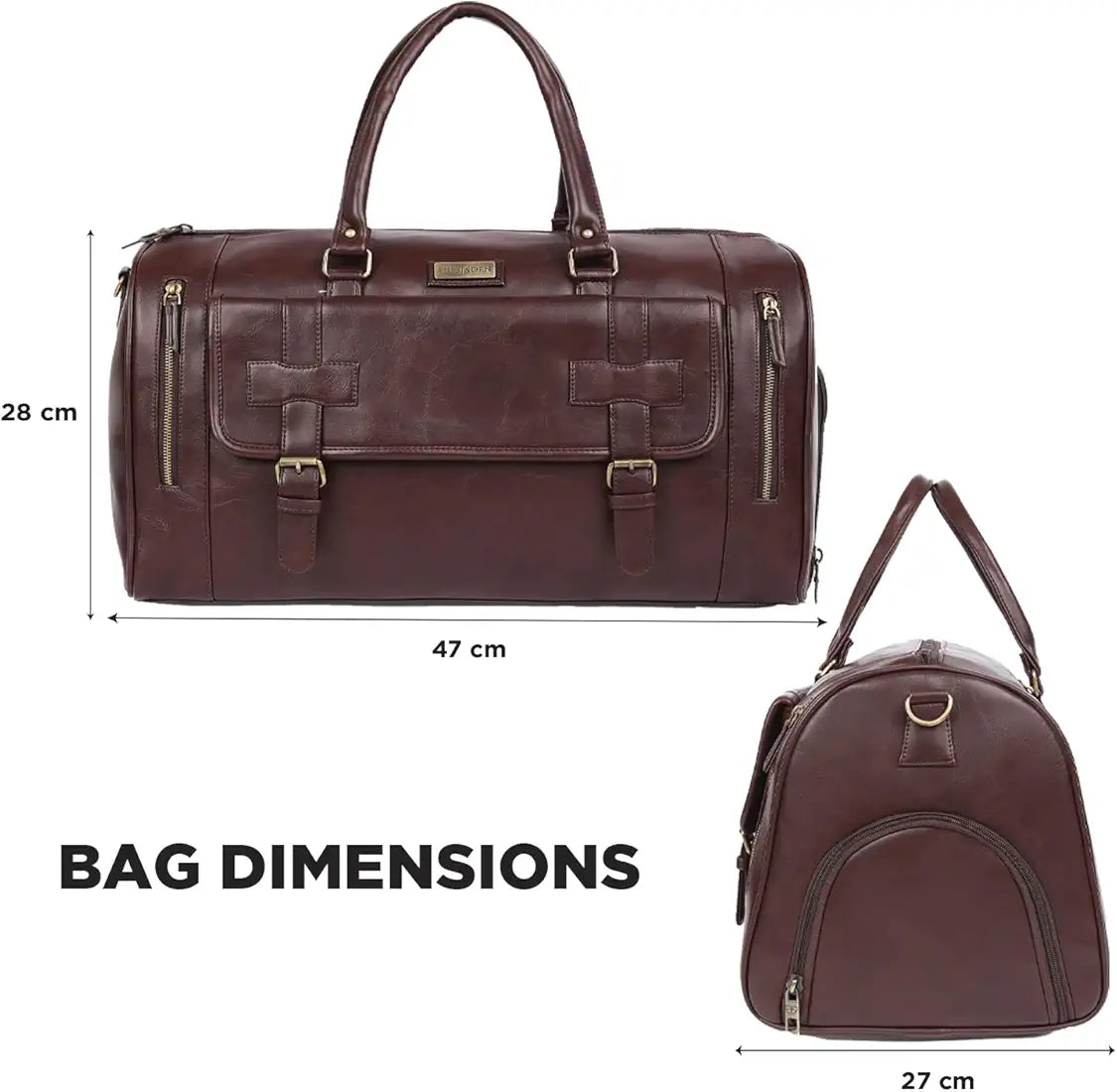 Fur Jaden Weekender Premium Duffle Bag with Shoe Pocket for Travel for Men and Women Made of Faux Leather with Attachable Shoulder Strap Cabin Holiday Bag 