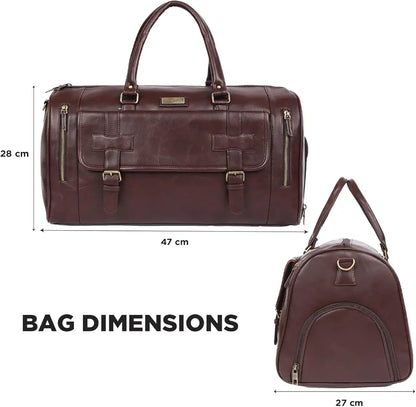 Fur Jaden Weekender Premium Duffle Bag with Shoe Pocket for Travel for Men and Women Made of Faux Leather with Attachable Shoulder Strap Cabin Holiday Bag 