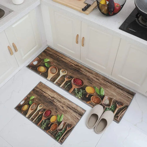 Ishro Home Kitchen Mats For Floor Anti Slip Waterproof Set Of 2 Pcs Colour The Wooden Spoons