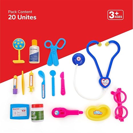 Zudo Toys Doctor's Kit Play Set 20 Toy Pieces  Doctor Role Play Set Doctor Kit