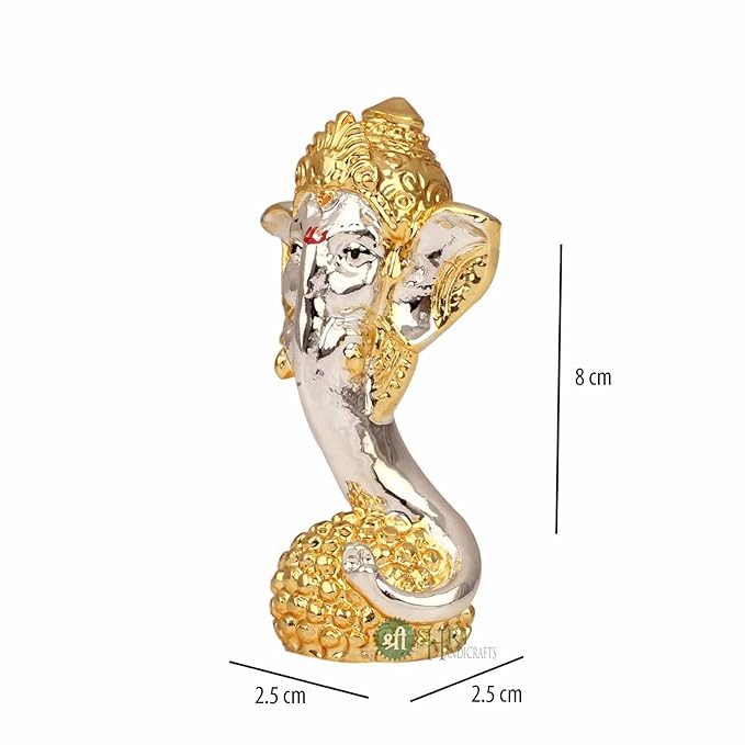 Indicast Resin Lord Ganesha Idol Gold & Silver Plated Murti for Good Luck & Success Home Decor & Gifts
