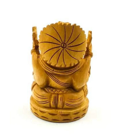 Shri Handicrafts 2.5" Hand Carved Lord Ganesha Wooden Idol Sculpture Home Decorative Figurine