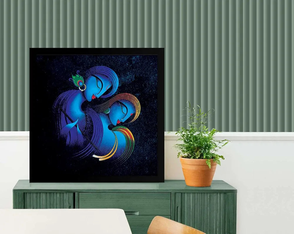 ArtX Radha Krishna Eternal Love Abstract Big Canvas Painting