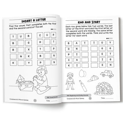 Crossword & Word Games for Kids  - Ultimate Brain Games: 120+ Fun Word Puzzles to Improve Vocabulary and Spelling - | The Book Tree Books