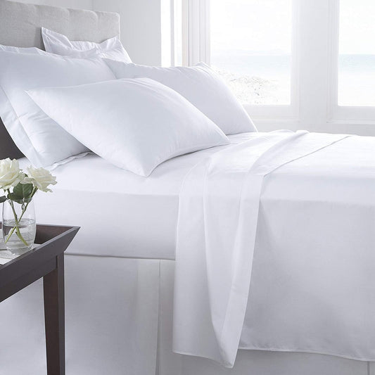 Huesland by Ahmedabad Cotton 144 TC Cotton King Size Bedsheet with 2 Pillow Covers - White