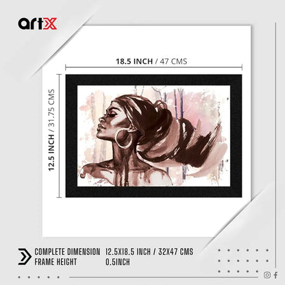 ArtX Modern African Women Wall Art Painting Abstract Synthetic Wood Framed Picture