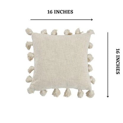Homadorn Luxury Cotton Handmade Decorative Boho Throw Pillow Covers Colour Off White