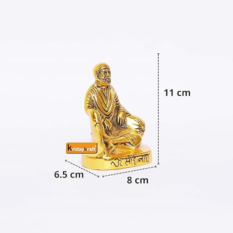 KridayKraft Shirdi Sai Baba Metal Statue Sai Nath Idol,Sai Baba Murti idol for Car Dashboard