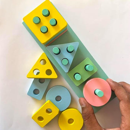 Mini Leaves Wooden Blocks Shapes Board Blocks Sorting and Stacking Montessori Education Geometric Colour Recognition Toys
